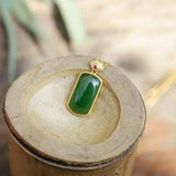 Hetian Chalcedony Pendant with Silver Inlay Necklace