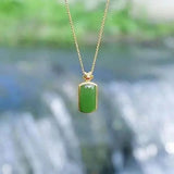 Hetian Chalcedony Pendant with Silver Inlay Necklace