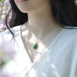Hetian Chalcedony Pendant with Silver Inlay Necklace