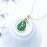 Hetian Chalcedony Pendant Necklace with Silver Inlay