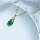 Hetian Chalcedony Pendant Necklace with Silver Inlay