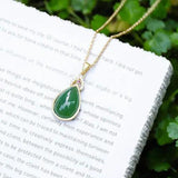 Hetian Chalcedony Pendant Necklace with Silver Inlay