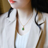 Hetian Chalcedony Pendant Necklace with Silver Inlay