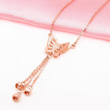 Purple Plated 14K Rose Tassel Butterfly Necklace for Women