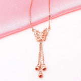Purple Plated 14K Rose Tassel Butterfly Necklace for Women