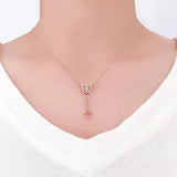 Purple Plated 14K Rose Tassel Butterfly Necklace for Women