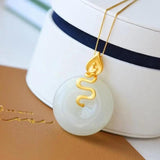Hetian Jade Pendant Necklace Silver Inlaid Chinese Retro Palace Fengyuan Jewelry