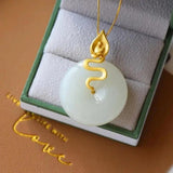 Hetian Jade Pendant Necklace Silver Inlaid Chinese Retro Palace Fengyuan Jewelry