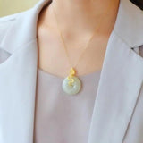Hetian Jade Pendant Necklace Silver Inlaid Chinese Retro Palace Fengyuan Jewelry