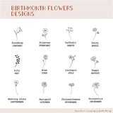 Personalized Horizontal Birth Flower Name Necklace Stainless Steel Pendant