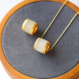 Silver Hetian Jade Geometric Pendant Necklace Retro Craft Women Jewelry
