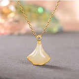 Silver Hetian Chalcedony Pendant Necklace Chinese Retro Craft Charm Jewelry