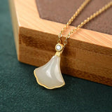 Silver Hetian Chalcedony Pendant Necklace Chinese Retro Craft Charm Jewelry