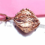 14K Rose Plated Purple Necklace Geometric Rhombus Pendant