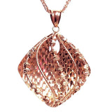 14K Rose Plated Purple Necklace Geometric Rhombus Pendant