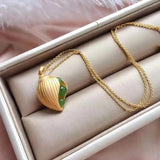Silver Inlaid Hetian Conch Pendant Necklace