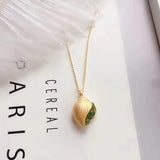Silver Inlaid Hetian Conch Pendant Necklace