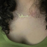 Custom Arabic Name Necklace for Women, Stainless Steel Letter Choker Nameplate
