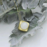 Silver Inlaid Hetian Jade Pendant Necklace Round Charm Compact Light Golden