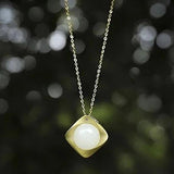 Silver Inlaid Hetian Jade Pendant Necklace Round Charm Compact Light Golden