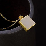 Silver Inlaid Hetian Jade Pendant Necklace Chinese Retro Sand Craft Jewelry