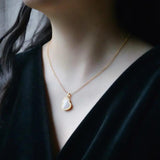 Silver Inlaid Hetian Jade Gourd Pendant Necklace Retro Charm Women's Jewelry