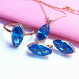 Purple Sapphire Crystal Pendant Necklace 14K Rose Marquise Shape