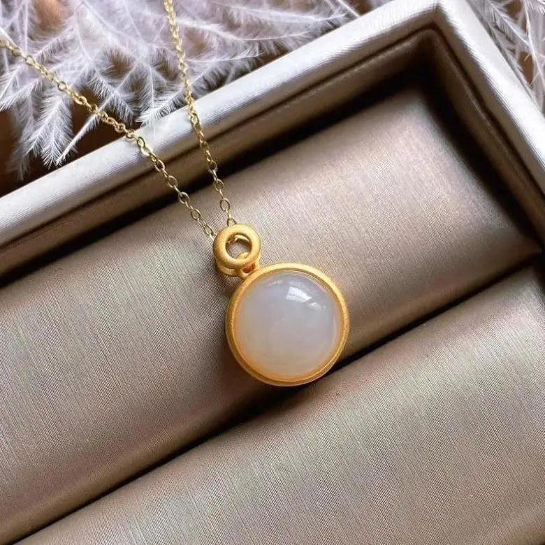 Silver Hetian Jade Pendant Necklace Chinese Women's Jewelry