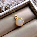 Silver Hetian Jade Pendant Necklace Chinese Women's Jewelry