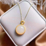 Silver Hetian Jade Pendant Necklace Chinese Women's Jewelry