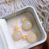 Silver Hetian Jade Pendant Necklace Chinese Women's Jewelry