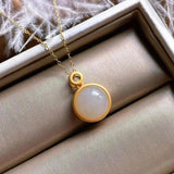Silver Hetian Jade Pendant Necklace Chinese Women's Jewelry