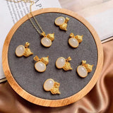 Chinese Retro Silver Inlaid Hetian Jade Gourd Pendant Necklace