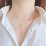 Purple Tassel Flower Chain Tassel Necklace Plated 14K Rose Classic Charm Gift