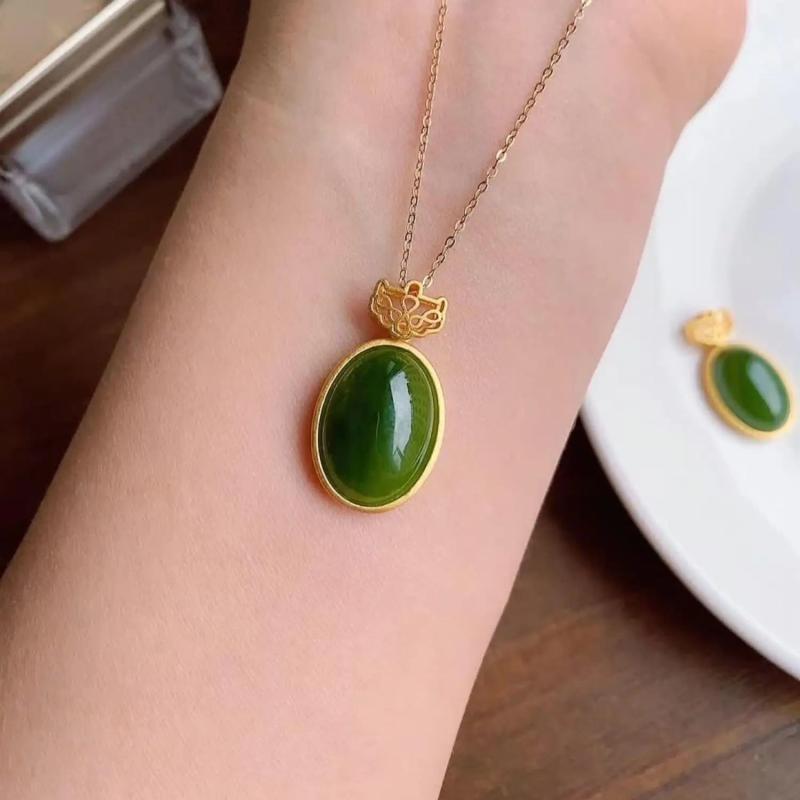 Hetian Chalcedony Pendant Necklace Chinese Retro Craft Charm Jewel