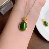 Hetian Chalcedony Pendant Necklace Chinese Retro Craft Charm Jewel