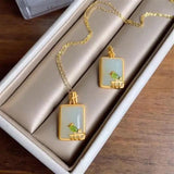 Hetian Jade Sparrow Pendant Necklace with Silver Inlay