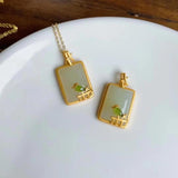 Hetian Jade Sparrow Pendant Necklace with Silver Inlay