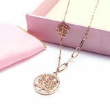 Purple Vintage Leaf Chain Pendant Necklace 14K Rose Chinese Style Party Jewelry