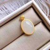Chinese Hetian Chalcedony Court Charm Pendant Necklace
