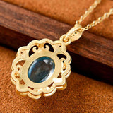 Silver Chalcedony Pendant Necklace Retro Palace Women's Jewelry