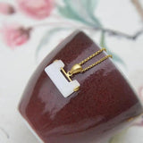 Silver Inlaid Hetian Jade Pendant Necklace Chinese Retro Craft Charm Jewelry