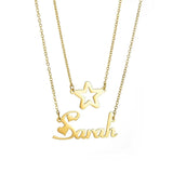 Personalized Name Necklace Star Choker Double Layers Pendant Jewelry