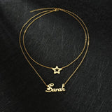 Personalized Name Necklace Star Choker Double Layers Pendant Jewelry