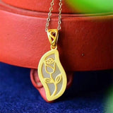 Silver Hetian Chalcedony Plant Pendant Necklace - Chinese Retro Craft Jewelry