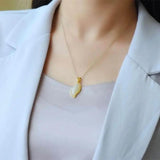 Silver Hetian Chalcedony Plant Pendant Necklace - Chinese Retro Craft Jewelry