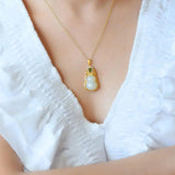 Silver Inlaid Hetian Chalcedony Fulu Gourd Pendant Retro Ethnic Women's Jewelry