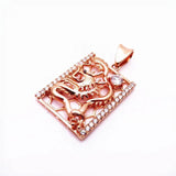 14K Rose Plated Square Dragon Necklace Classic Jewelry