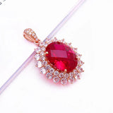Romantic 14K Rose Ruby Necklace with Crystal Reflective Pendant