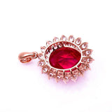 Romantic 14K Rose Ruby Necklace with Crystal Reflective Pendant